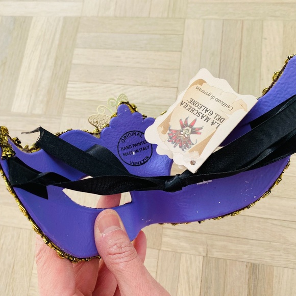 Venetian Mask - Purple and Gold, Made in Venice, Italy, Brand New with Tags! - Picture 2 of 2